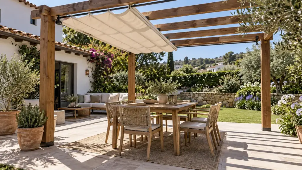Pérgola de madera en un jardín: Por dónde gotea una cubierta de pérgola y cómo observarlo