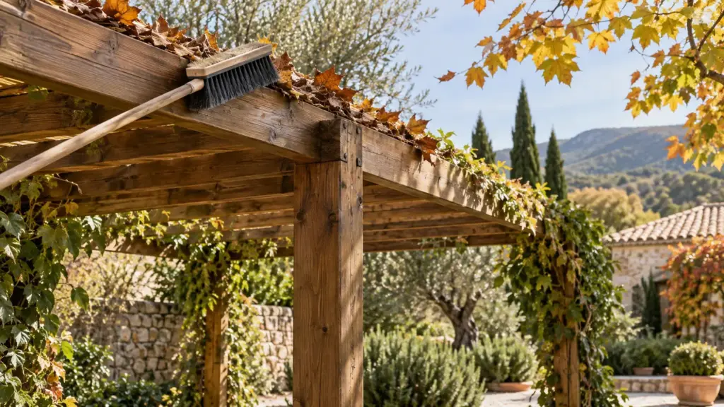 Pérgola de madera en un jardín: Insectos en una pérgola de madera: señales que documentar