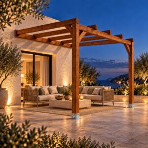 Pérgola madera 3x3 Anexada - Gardenium