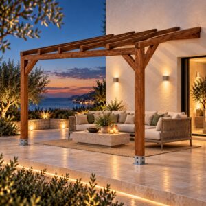 Pérgola madera 4x3 Anexada - Gardenium