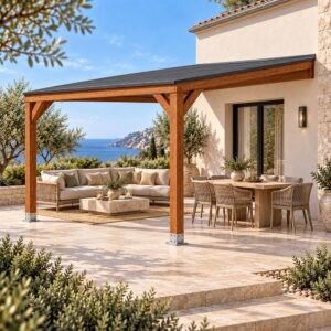 Pérgola madera 4x3 Techada Anexada - Gardenium