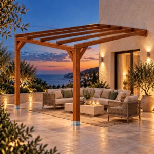 Pérgola madera 4x4 Anexada - Gardenium