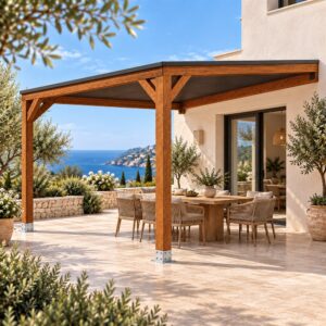 Pérgola madera 4x4 Techada Anexada - Gardenium