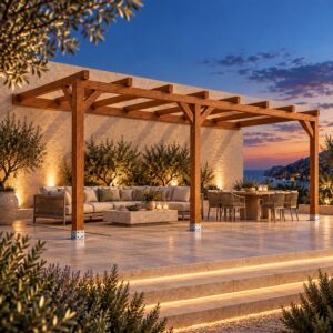 Pérgola madera 6x3 Anexada - Gardenium