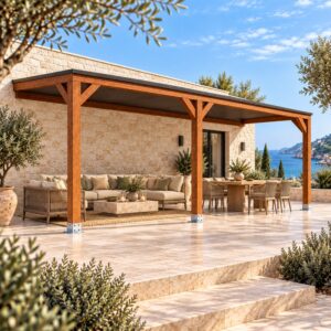 Pérgola madera 6x3 Techada Anexada - Gardenium