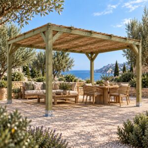 Pérgola Maciza 3x3 con Mimbre - Gardenium