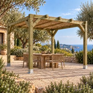 Pérgola Maciza 4x3 con Mimbre - Gardenium
