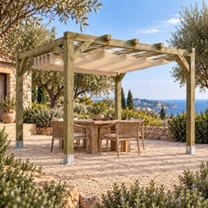 Pérgola Maciza 4x3 con Toldo Corredero - Gardenium