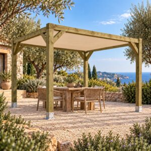 Pérgola Maciza 4x3 con Toldo Fijo - Gardenium
